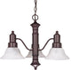 Gotham 3 Light - 23" Chandelier Alabaster Glass Bell Shades