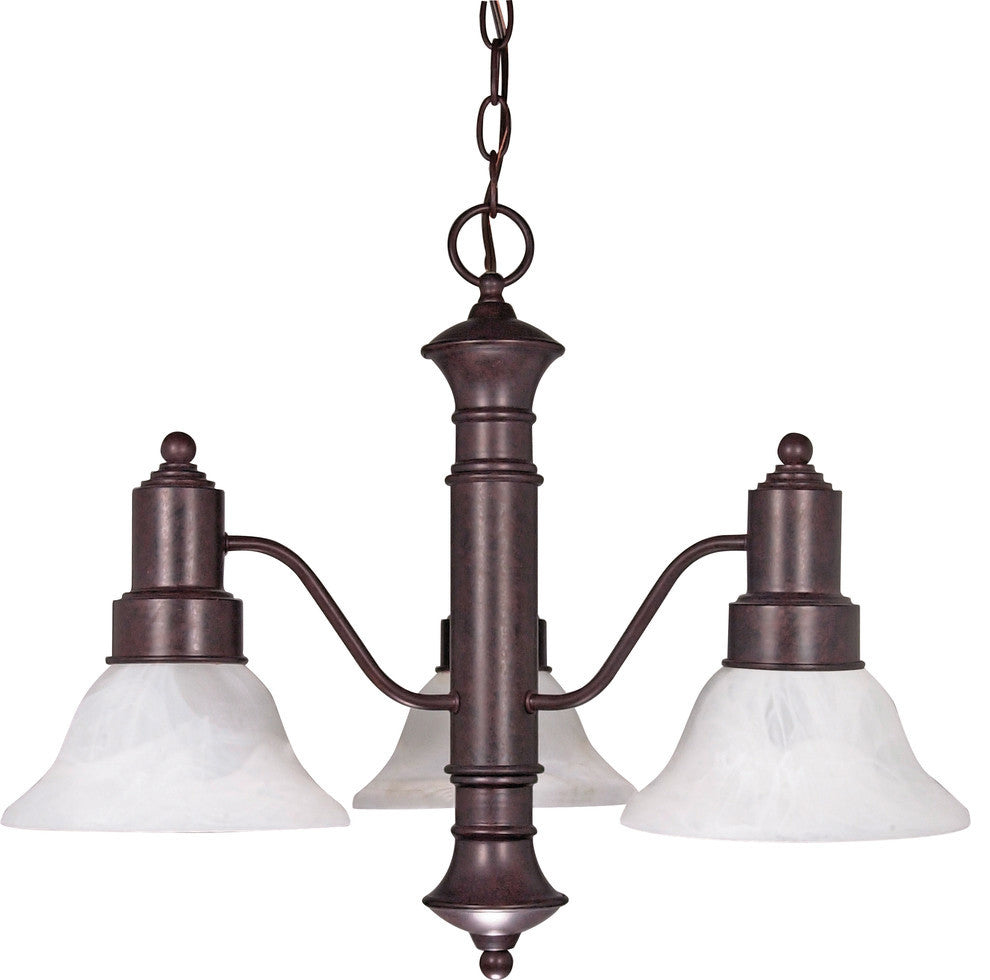 Gotham 3 Light - 23" Chandelier Alabaster Glass Bell Shades