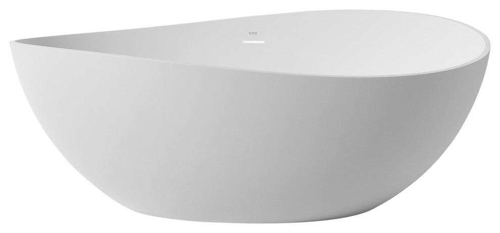 Vanity Art 63"x37" White Stone Freestanding Soaking Bathtub