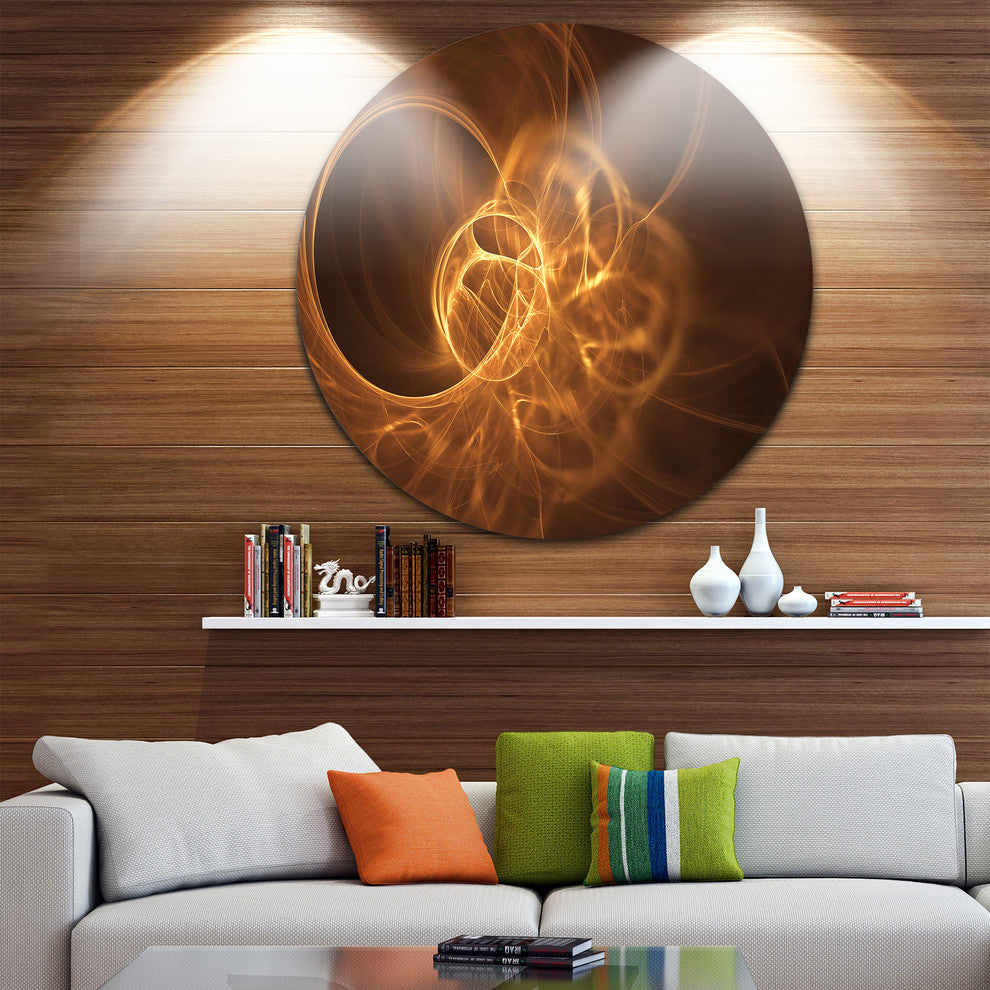 Softly Glowing Circles Golden, Abstract Large Disc Metal Wall Art, 38"