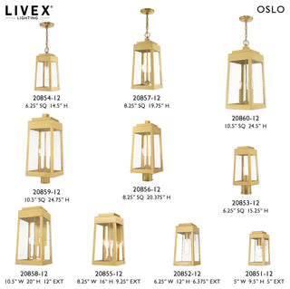 Livex Lighting Satin Brass 3-Light Outdoor Post Top Lantern