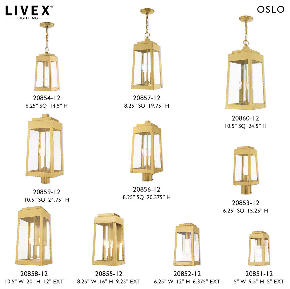 Livex Lighting Satin Brass 3-Light Outdoor Post Top Lantern