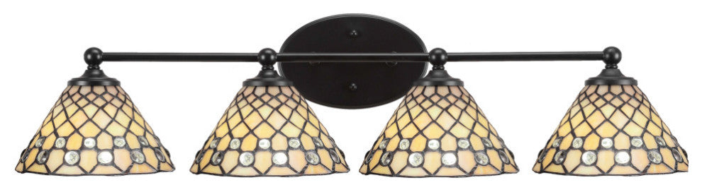 Capri 4-Light Bath Bar, Matte Black/Starlight Art