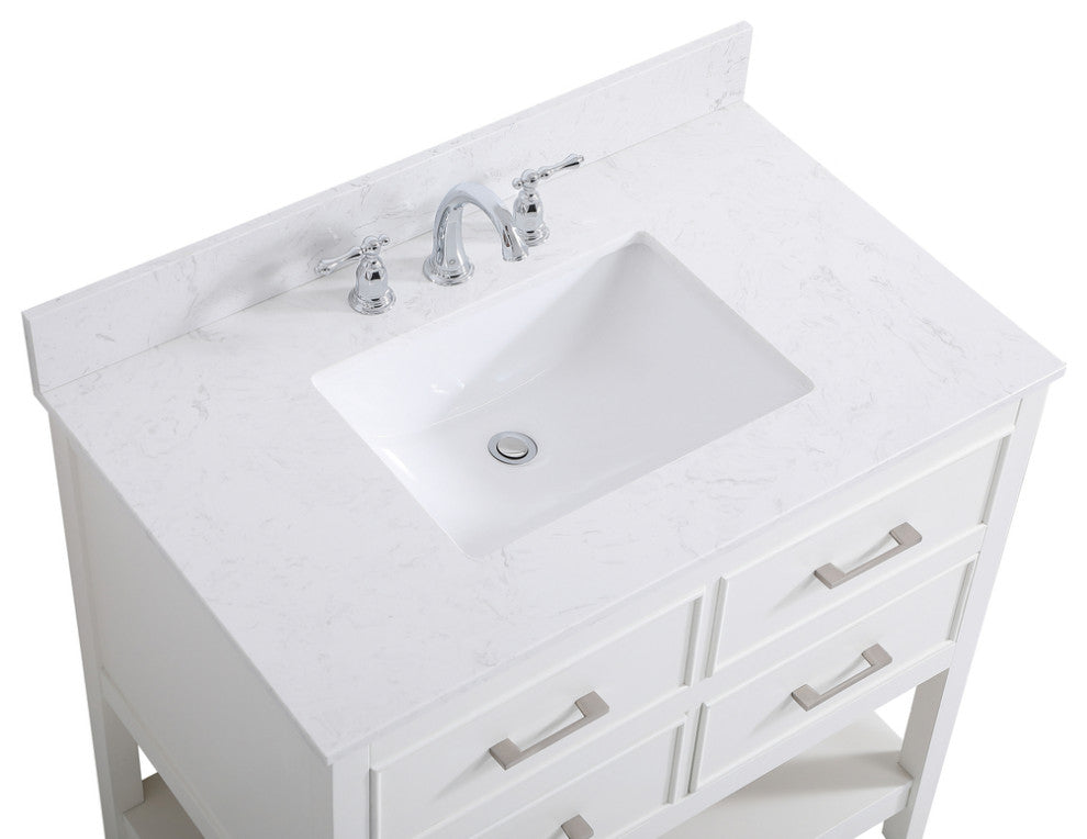 Skylar 36" Single Bathroom Vanity, White, With Backsplash