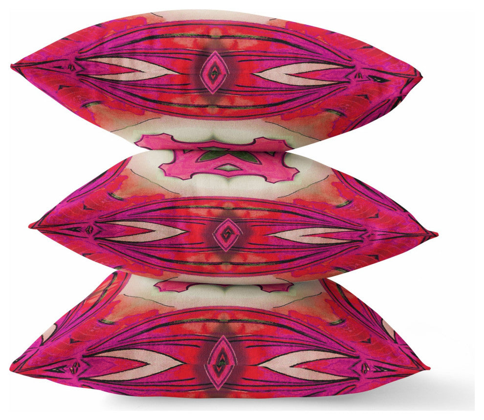 16" Hot Pink Geo Tribal Suede Throw Pillow