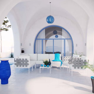 Harmony 8 Piece Outdoor Patio Aluminum Sectional Sofa Set EEI-2619-WHI-WHI-SET