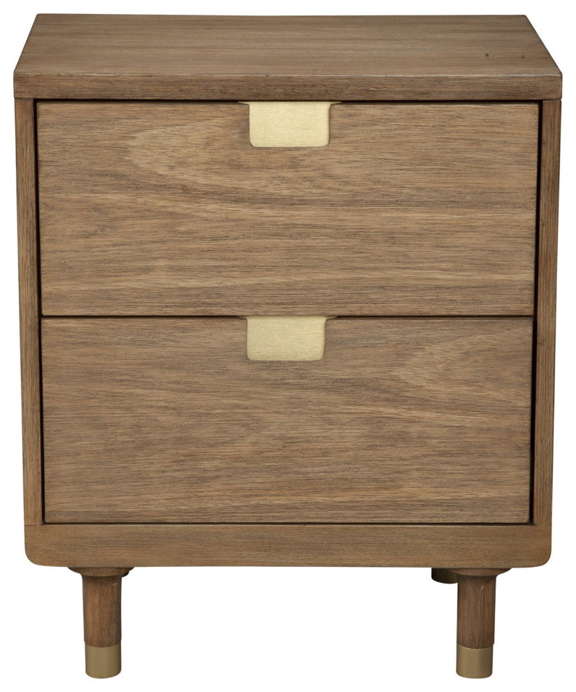 Sandy Brown and Gold 2 Drawer Nightstand