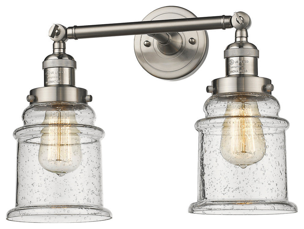 Canton 2-Light LED Bath Fixture, Brushed Satin Nickel, Glass: Seedy