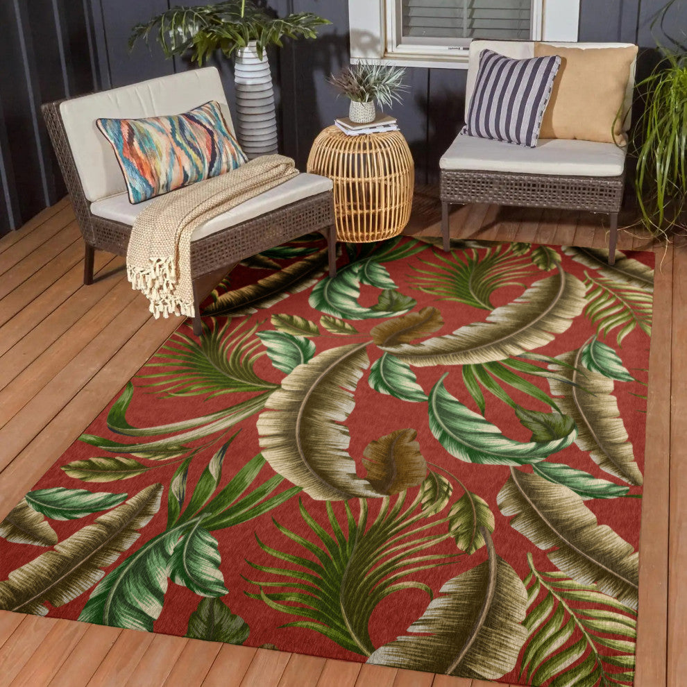 Indoor/Outdoor Tropics TC1 Paprika Machine Washable 5' x 7'6" Rug