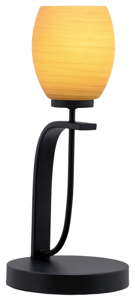 Cavella 1 Light Accent Lamp, Matte Black Finish, 5" Cayenne Linen Glass