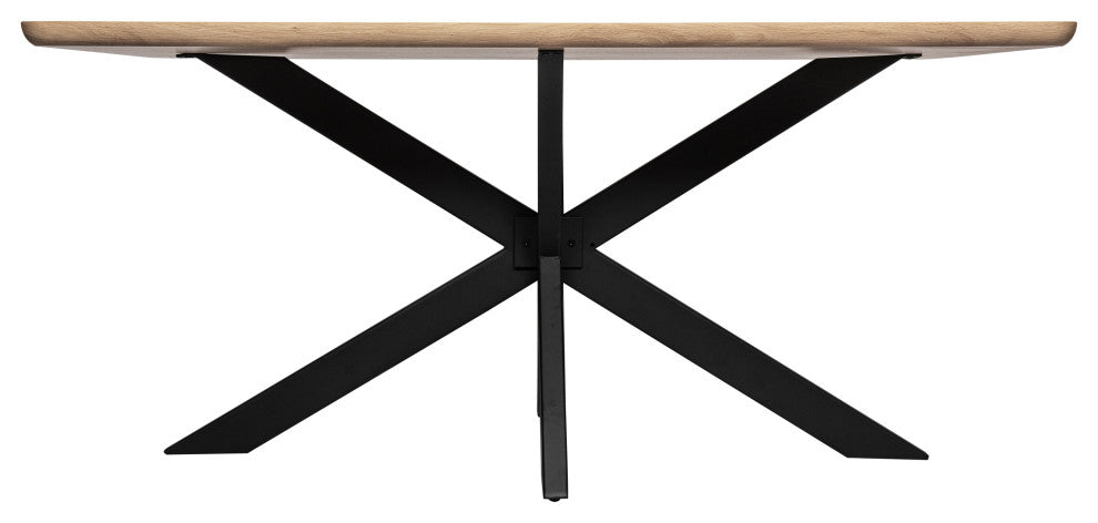 Ravenna 63" MDF Dining Table With X-Cross Geometric Metal Base, Maple