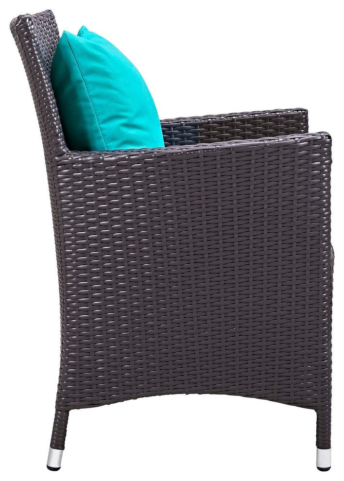 Convene 3 Piece Set Outdoor Patio with Fire Pit Espresso Turquoise