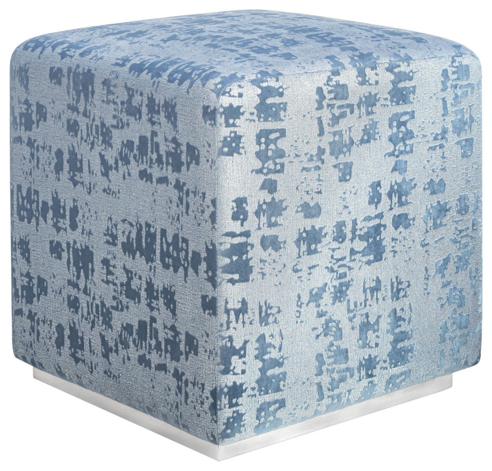 Kent Blue Textured Velvet Ottoman