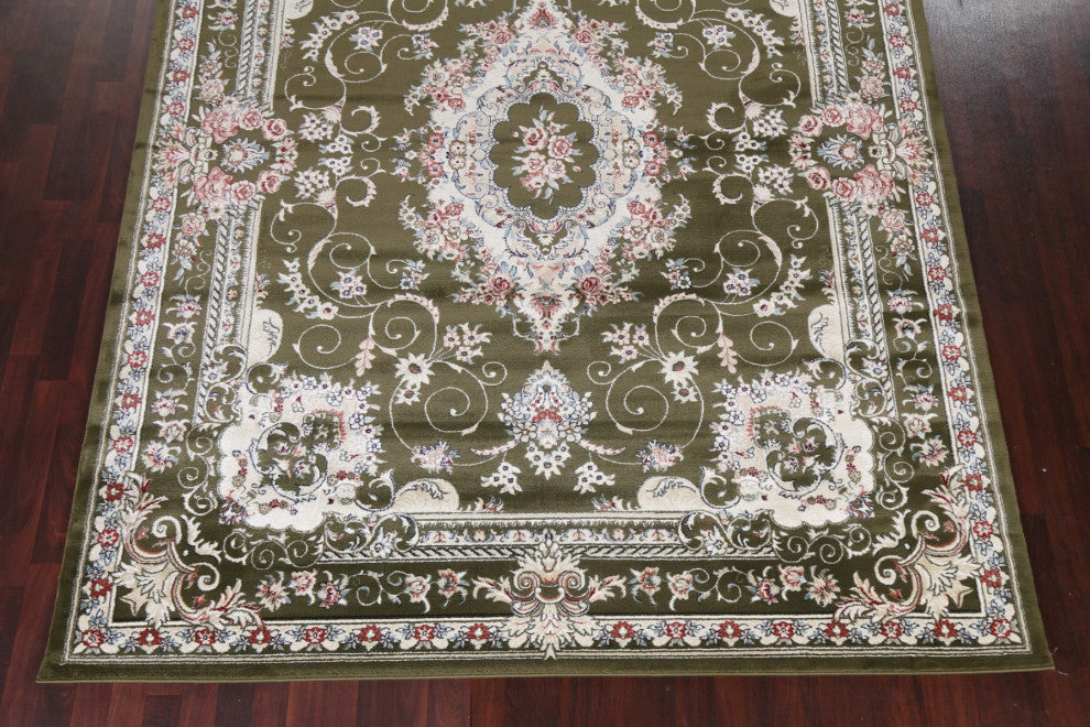 Green Floral Medallion Transitional Turkish Rug Oriental Carpet 8x10