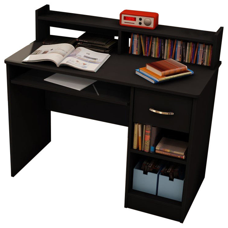 South Shore Axess Desk With Keyboard Tray, Pure Black