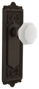 Egg & Dart Plate Passage Waldorf White Milk Glass Knob, Oil-Rubbed Bronze