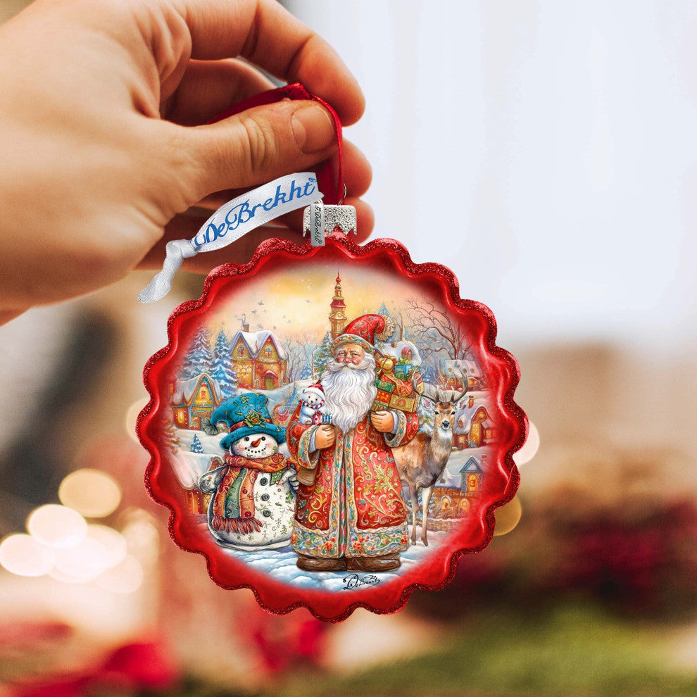 Merry Christmas Wreath Glass Ornament