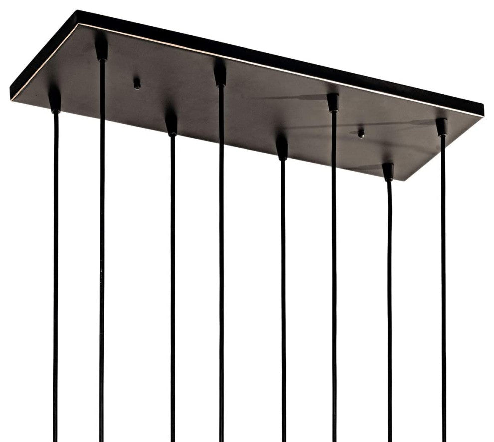 Farmhouse 8-Light Linear Chandelier, 25.5" in Olde Bronze with Clear Glass