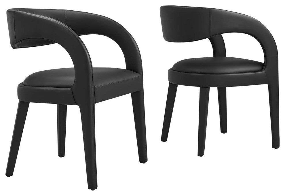 Pinnacle Vegan Leather Dining Chair Set of 2, Black