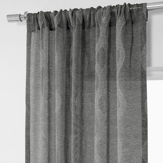 Vega Patterned Linen Sheer Curtain, Vega Charcoal, 50"x108"