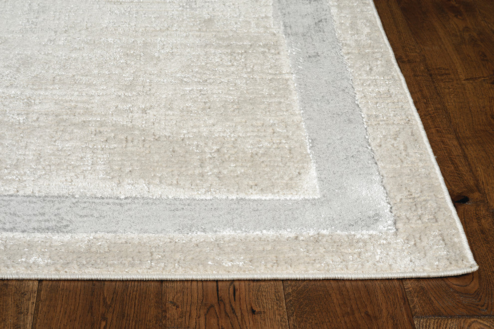 KAS Luna 7129 Ivory/Silver Border Area Rug, 5'3"x7'7"