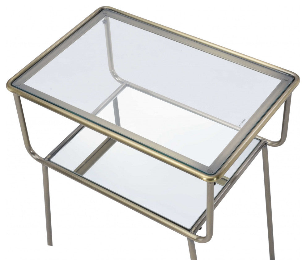 HomeRoots 19" X 13" X 25" Antique Brass Metal End Table