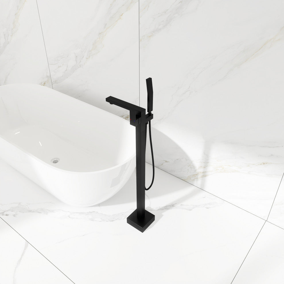 Freestanding Tub Shower Claw Foot Faucet With Handheld Spout, Matte Black