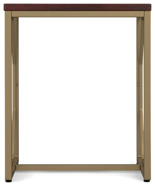 Selma Metal and Wood Accent Table, Cognac, 20"