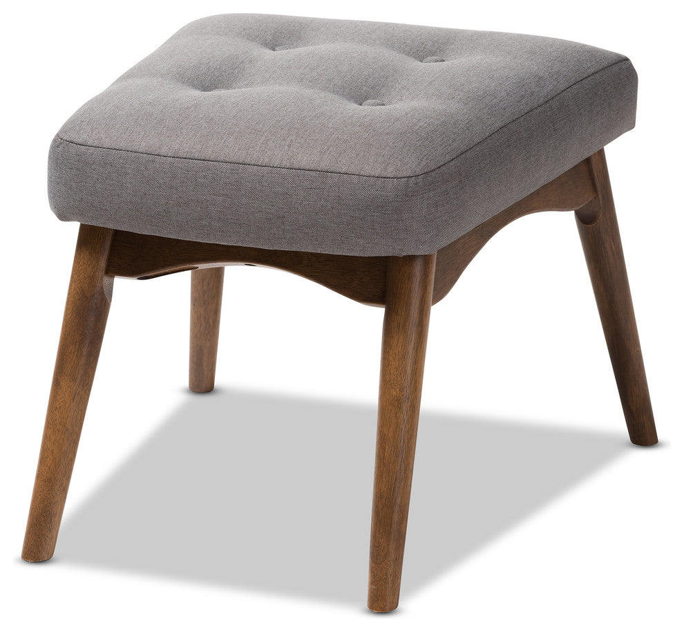 Waldmann Mid-Century Modern Grey Fabric Upholstered Ottoman