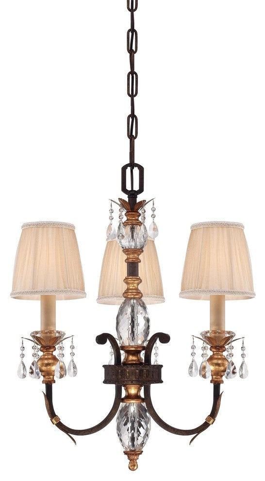 Metropolitan N6643-258B 3 Light Chandelier Bella Cristallo French Bronze Gold
