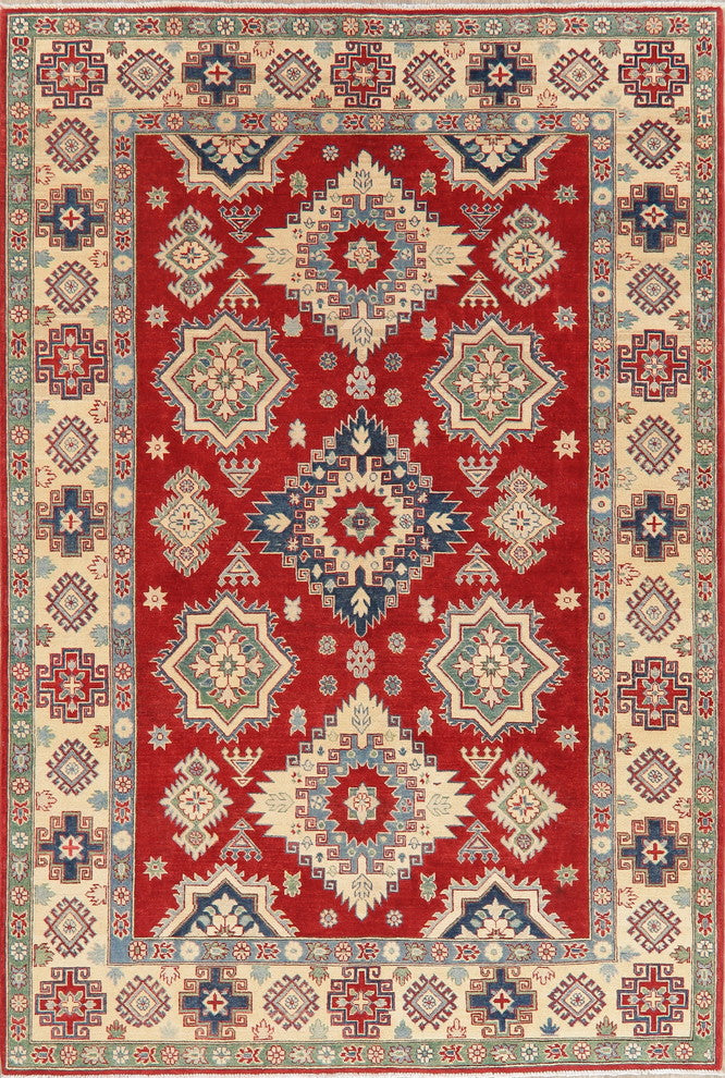 Super Kazak Pakistani HandKnotted Traditional Oriental Area Rug, Red 9'10"X 6'9"