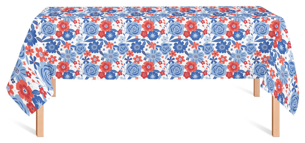 Red White and Blue Florals 58 x 102 Tablecloth