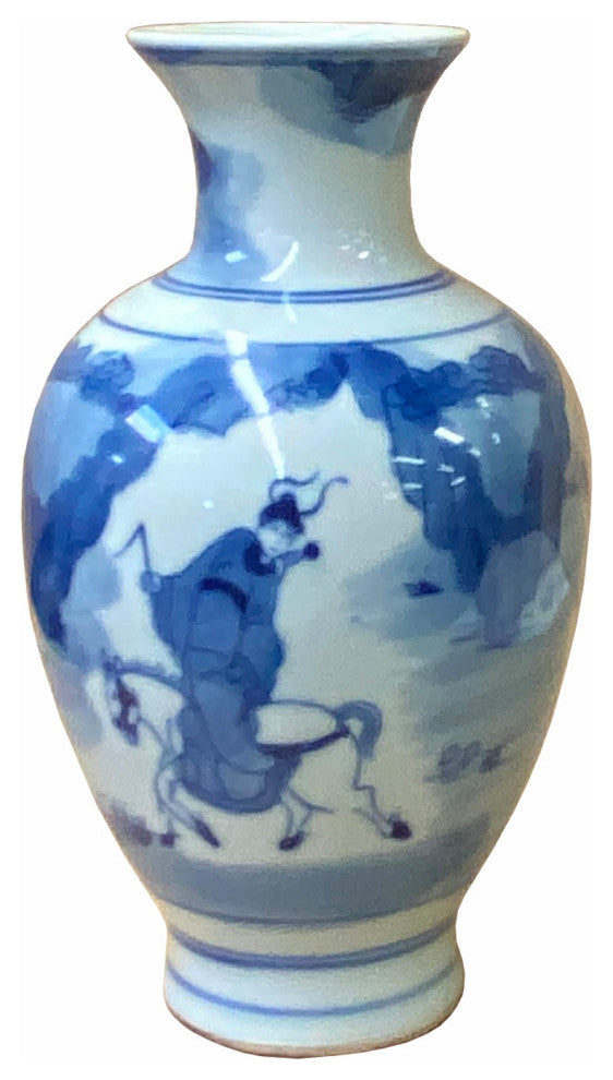 Chinese Red Blue White Porcelain Hand-painted Graphic Small Vase Hws1620