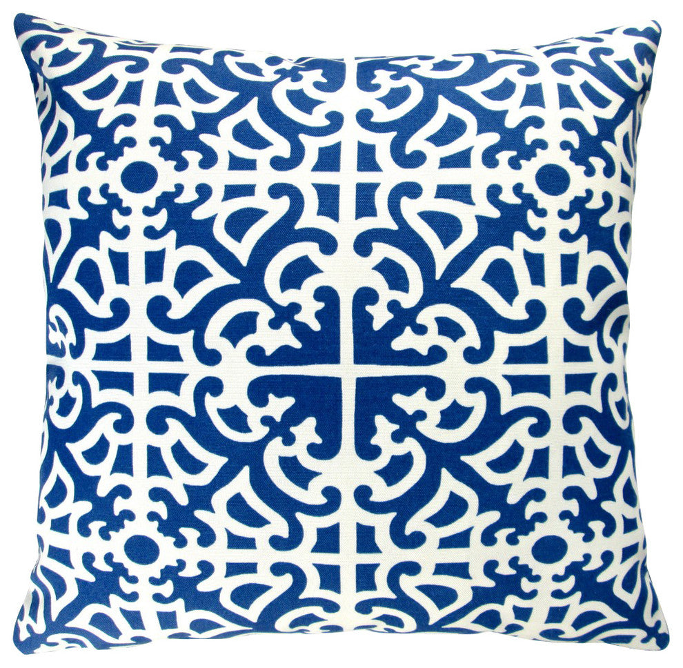Artisan Pillows Outdoor 18" Indigo Blue Geometric Throw Pillow, Set of 2, Throw