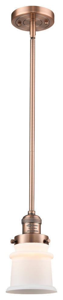 Small Canton 1-Light Mini Pendant, Antique Copper, Matte White