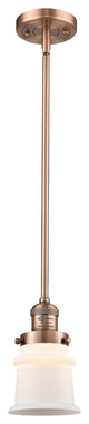 Small Canton 1-Light Mini Pendant, Antique Copper, Matte White