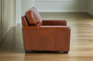 Claudette Top Grain Leather Arm Chair - Chestnut