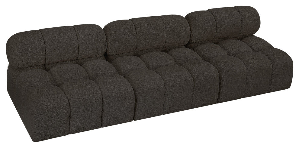 Ames Boucle Fabric Modular Sofa, Brown, 3-Piece: 3 Armless Chair