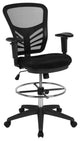 Mid-Back Black Mesh Ergonomic Drafting Chair with Adjustable Chrome Foot...