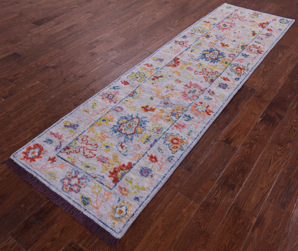 2' 8" X 9' 2" Runner Turkish Oushak Hand Knotted Wool Rug - Q16126