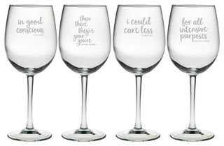 Grammar Police 4-Piece Wine Glass Set