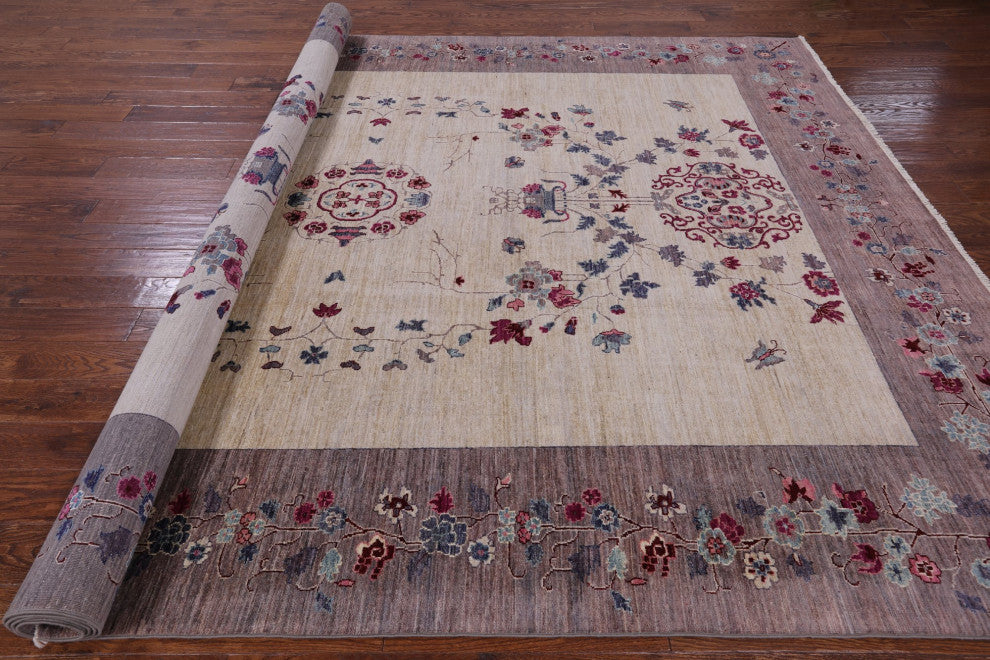 9' 0" X 11' 10" William Morris Handmade Wool Rug Q9436