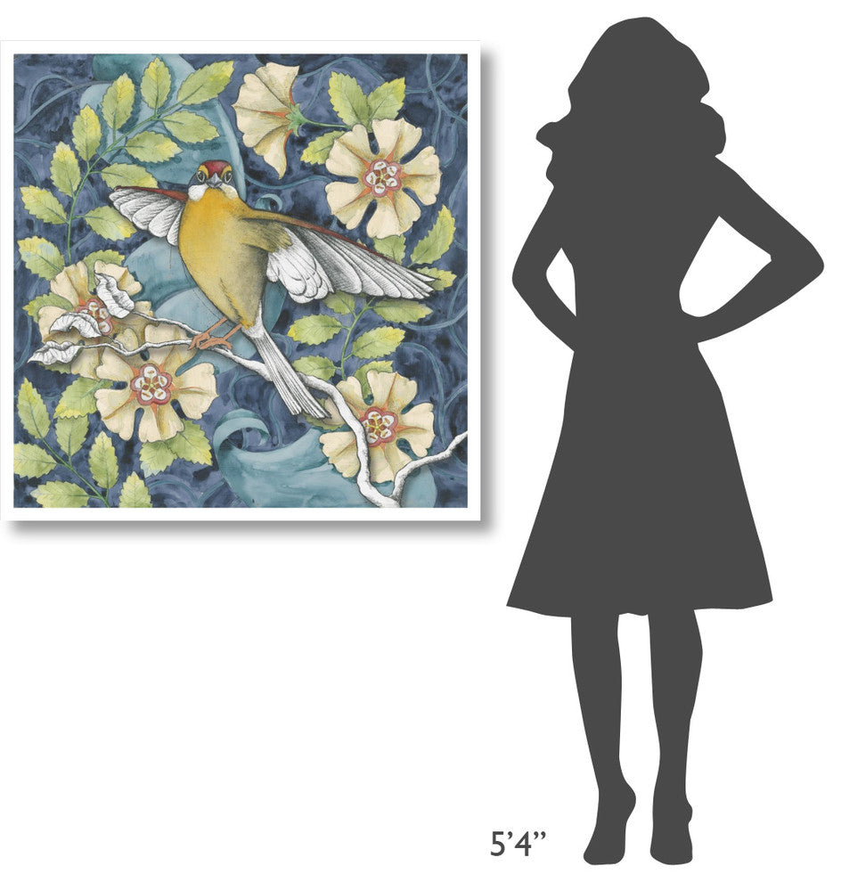 "Arts and Crafts Bird IV" Digital Paper Print by Elyse DeNeige, 38"x38"
