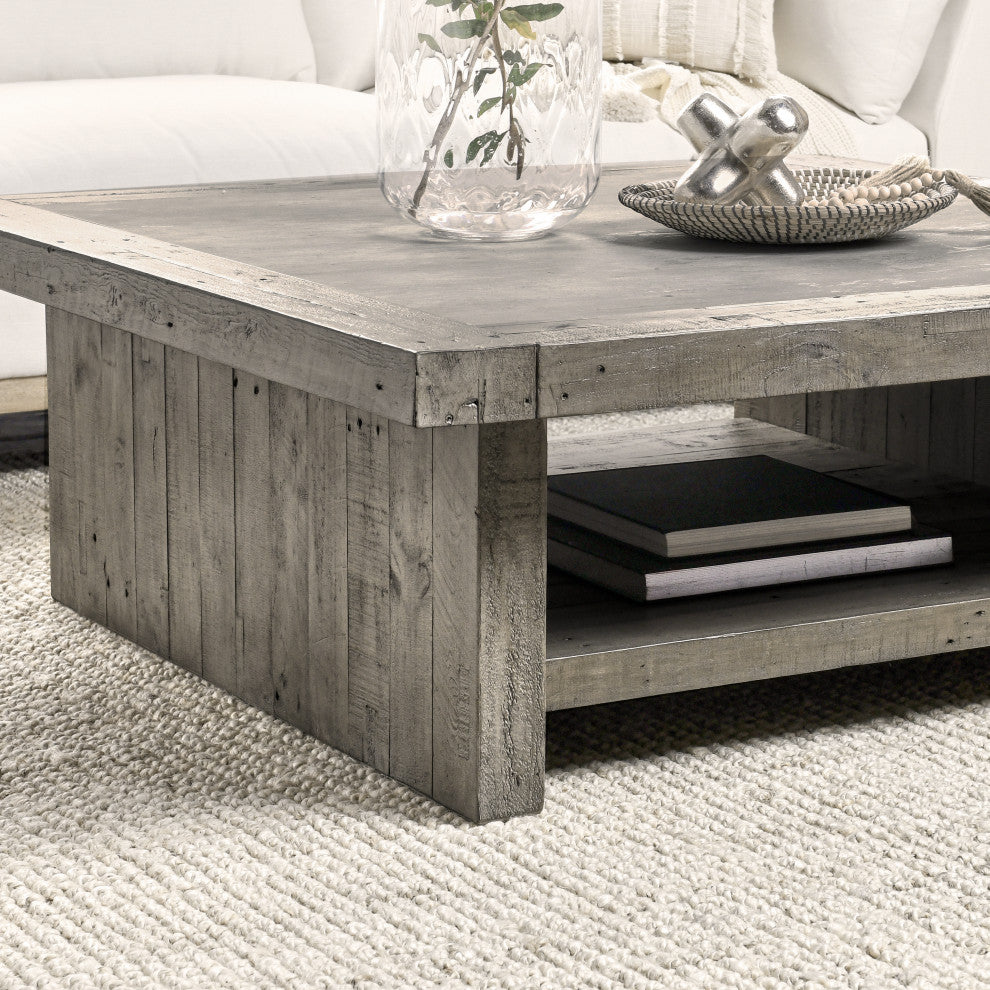 Stonebridge Square Coffee Table Distressed Grey by Kosas Home
