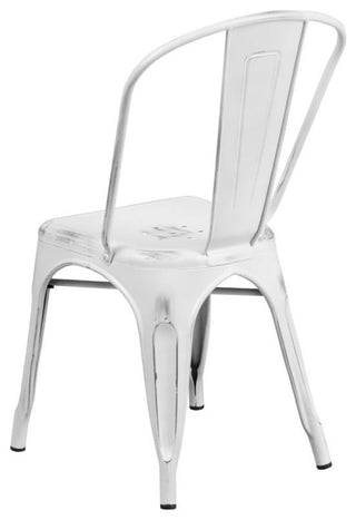 Bowery Hill Metal Dining Chair in Distressed White
