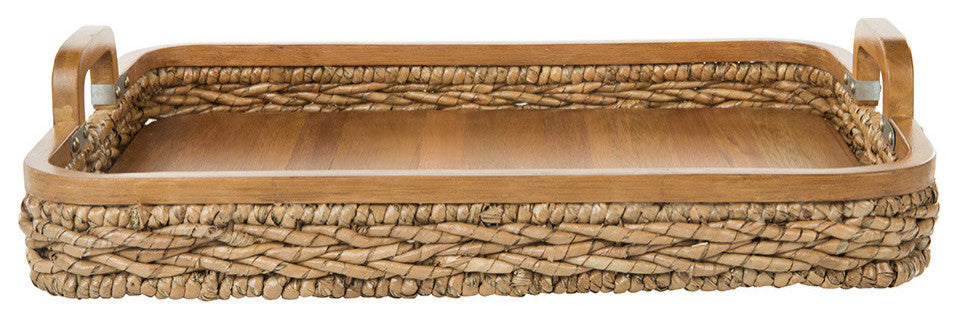Rectangular Anson Serving Tray, Sea Grass With Solid Wood Bottom