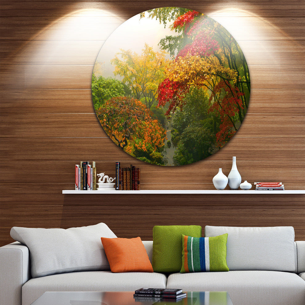 Colorful Maple Trees, Floral Photography Disc Metal Wall Art, 23"