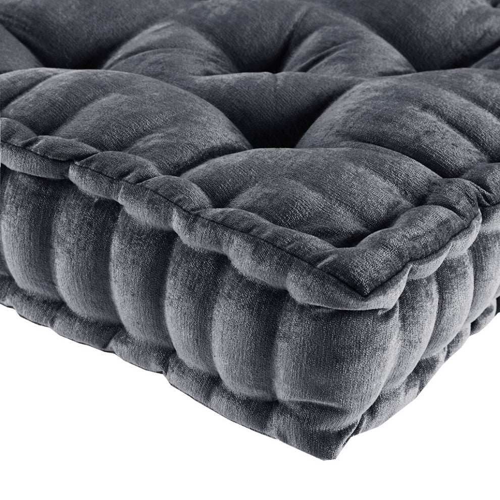 Intelligent Design Azza Square Floor Pillow Seat Cushion, Black, 20x20"