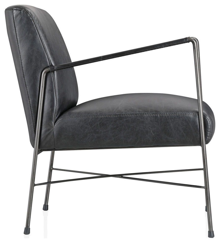 Dagwood Leather Arm Chair Onyx Black Leather