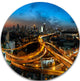 Illuminated Highway In Bangkok, Cityscape Round Metal Wall Art, 11"